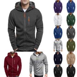 POIUIYQA Hoodie Herren,Pullover Herren Zip up Langarm Hoodie mit Kapuze Kapuzenpullover mit Reißverschluss Sweatjacke Kordelzug Casual Sport Herbst Winter Sweatshirt Kapuzenjacke Kapuzenpulli Jacke von POIUIYQA