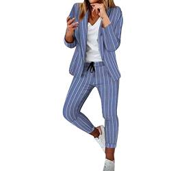 POIUIYQA Hosenanzug Damen Elegant Business Anzug Set Hosenanzug Blazer Hose 2-teilig Anzug Karo Kariert Zweiteiler Slimfit Streetwear Festlich Sportlich Hosenanzug von POIUIYQA