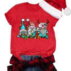 Weihnachts T-Shirts Bluse Top für Damen Cute Weihnachten Baum Shirt Frauen Graphic Print Kurzarm Tees von POIUIYQA