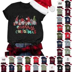 Weihnachts T-Shirts Bluse Top für Damen Cute Weihnachten Baum Shirt Frauen Graphic Print Kurzarm Tees von POIUIYQA