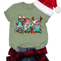 Weihnachts T-Shirts Bluse Top für Damen Cute Weihnachten Baum Shirt Frauen Graphic Print Kurzarm Tees von POIUIYQA