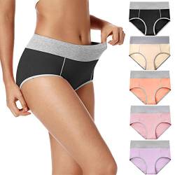 POKARLA hochtaillierte Baumwoll-Unterwäsche für Damen, weiche, atmungsaktive Panties, Stretch-Slip, 5er-Pack - - Medium von POKARLA