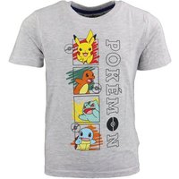 POKÉMON Print-Shirt Pokemon Glumanda Shiggy Pikachu Bisasam Kinder jungen T-Shirt Gr. 110 bis 152, in Grau von POKÉMON