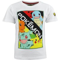 POKÉMON Print-Shirt Pokemon Pikachu Glumanda Shiggy Bisasam Kinder jungen T-Shirt Gr. 110 bis 152, in Weiß, aus 100% Baumwolle von POKÉMON