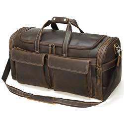 Polare Gepäcktasche / Gepäcktasche, 57,9 cm, Retro-Design, Vollnarbenleder, Rindsleder, Übernachtung, Braun (66 cm XL), X-Large von POLARE ORIGINAL