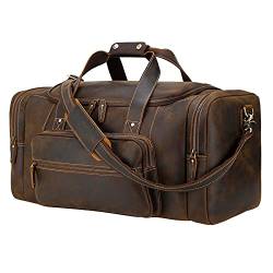 Polare Reisetasche für Herren, 58,4 cm, Vollnarbenleder, für Fitnessstudio, Wochenend-Reisetasche, Braun(66 cm X-Large), X-Large, Retro von POLARE ORIGINAL