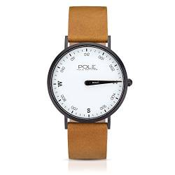 POLE Watches Herren-Quarz-Analog-Einzeigeruhr mit Lederarmband (Snowy) von POLE