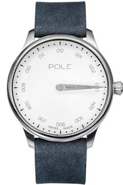Pole Watches – Kollektion Akili – Schweizer Analog Einzeirgerurh Quarz für Herren, weiß, Streifen von POLE