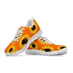 POLERO Damen Herren Sneaker Sportschuhe Atmungsaktiv Leichte Laufschuhe Running Gym Schuhe Schnürschuhe Freizeitschuhe 35-48 EU, - Orange Sonnenblume - Größe: 45 EU von POLERO