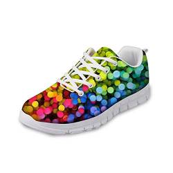 POLERO Damen Sneaker atmungsaktive Schnürer Sportschuhe Mode Bunt Running Walking Sneakers für Frühling und Sommer 36-41 EU von POLERO