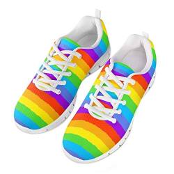 POLERO Klassische Irisierende Regenbogenschuhe Atmungsaktive Schuhe Damen Herren Slip-on-Sneaker Bequeme Sneaker Sportschuhe Leichte Laufschuhe Laufgymnastikschuhe Schnürschuhe Freizeitschuhe 36 EU von POLERO