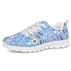 POLERO Krankenschwester Nurse Bear Sneaker Schuhe Fashion Damen Laufen Walking Schnürschuhe Cartoon Sportschuhe 40 EU von POLERO