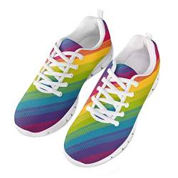 POLERO Neuheit Irisierter Regenbogen Dunkle Farbe Schuhe Damen Herren Slipper Bequemer Sneaker Sportschuhe Leichte Laufschuhe Laufschuhe Schnürschuhe Freizeitschuhe 37 EU von POLERO