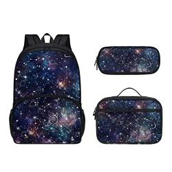 POLERO Niedlicher Rucksack für Kinder, Schultaschen, lässiger Tagesrucksack, Büchertasche, Lunchbox, Federmäppchen, Galaxy, Einheitsgröße, Kinderrucksack von POLERO