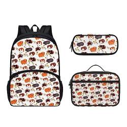 POLERO Niedlicher Rucksack für Kinder, Schultaschen, lässiger Tagesrucksack, Büchertasche, Lunchbox, Federmäppchen, Meerschweinchen, Einheitsgröße, Kinderrucksack von POLERO