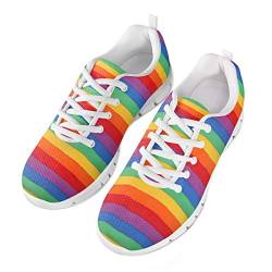 POLERO Original Irisated Rainbow Stripe Schuhe Atmungsaktive Schuhe Damen Herren Slip on Sneaker Bequeme Sneaker Sportschuhe Leichte Laufschuhe Laufen Turnschuhe Schnürschuhe Freizeitschuhe 46 EU von POLERO