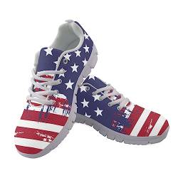 POLERO Patriotische amerikanische Flagge Schuhe für Frauen Männer Unisex Sterne und Streifen Flagge Sneaker Schuhe Sport Trainer Walking Schuhe für den vierten Juli Unabhängigkeitstag EU47 von POLERO