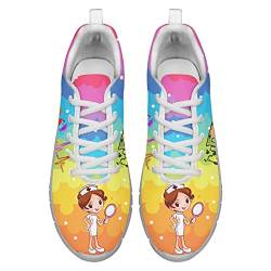 POLERO Regenbogen-Krankenschwester-Schuhe für Frauen Bunte Mode-Sneaker Leichte Sport-Trainer-Schuhe, EU38 von POLERO