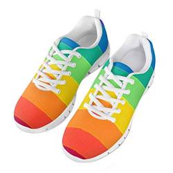 POLERO Simple Iridescence Rainbow Stripes Schuhe Atmungsaktive Schuhe Damen Herren Slip on Sneaker Bequeme Sneaker Sportschuhe Leichte Laufschuhe Laufgymnastikschuhe Schnürschuhe Freizeitschuhe 40 EU von POLERO