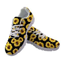 POLERO Sonnenblume Schuhe Damen Pflegeschuhe Sneakers Schuhe Krankenschwester leichte Laufen Walking Mesh Flats Tennis Schuhe Laufschuhe für Frauen Sport Wohnungen Größe 40 von POLERO