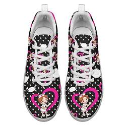 POLERO Süße Krankenschwester Schuhe für Frauen Cartoon Krankenschwester Sneaker Mode Sport Trainer Schuhe für Freizeit, EU40 von POLERO