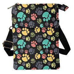 POLERO Sunflower Canvas Messenger Bag for Women Girls Small Crossbody Cellphone Bag Adjustable Shoulder Bag, Hundepfoten, Einheitsgröße von POLERO
