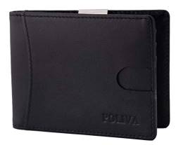 Premium Leder-Kreditkartenetui für Herren - POLIVA Mini Geldbörse mit Kartenhalter & Slim Clip - Wallet mit RFID Schutz - braun & schwarz - 6 Fächer von POLIVA