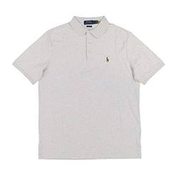 POLO RALPH LAUREN Herren-Poloshirt, klassische Passform, 3 Knöpfe, Interlock-Poloshirt, Hellgrau meliert, XL von POLO RALPH LAUREN