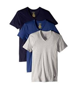 POLO Ralph Lauren Herren Unterhemd Classic Fit Baumwolle V-Ausschnitt 3er-Pack, Andover Heather/Bali Blue/Cruise Navy, XX-Large von POLO RALPH LAUREN