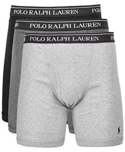 POLO Herren Ralph Lauren Boxershorts, Klassische Passform, Baumwolle, Trunks und langes Bein erhältlich, 3er-Pack Retroshorts, Andover Heather/Madison Heather/Black, X-Large von POLO