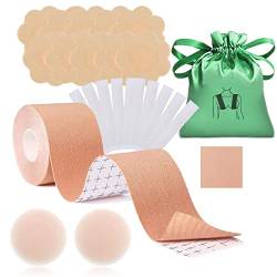 POMAMZ Brust Boob Tape,Body Tape Lift Up BH,Klebe BH Tape mit Nippelpads，Brust Tape für Grosse Brüste，Breast Tape für Abendkleider, Hochzeitskleid,Ballkleid von POMAMZ