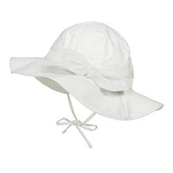 Baby Sonnenhut Mädchen Verstellbarer Hut mit breiter Krempe Kinder Sonnenschutz UPF 50 Fischerhut für Mädchen Jungen Weiß 12-24 Monate von PONCEAU