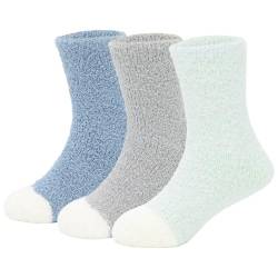 Kuschel Socken Damen Socken für Kinder Thermo Flauschige Socken Zuhause Socken für Mädchen Weihnachtssocken Winter Lässige Jungen Kleinkind Warme Super Weich Weiche Kuschelsocken Reine Farbe Bunt von PONCEAU