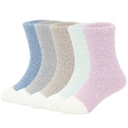 Kuschel Socken Damen Socken für Kinder Thermo Flauschige Socken Zuhause Socken für Mädchen Weihnachtssocken Winter Lässige Jungen Kleinkind Warme Super Weich Weiche Kuschelsocken Reine Farbe Bunt von PONCEAU