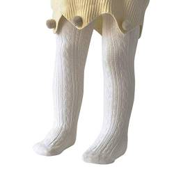 PONCEAU Baby Strumpfhosen für Mädchen Weiche Baumwolle Leggings Kleinkind Solide Strick Socken Warme Strümpfe Neugeborenen Hosen Weiß 0-6 Monate von PONCEAU