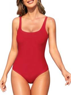 PONCEAU Damen Badeanzug Bauchweg Sport Einteiliger Badeanzug Rückenfrei Bademode Swimsuit Bademode Shape Große Größen von PONCEAU