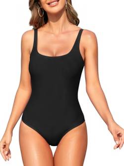 PONCEAU Damen Badeanzug Bauchweg Sport Einteiliger Badeanzug Rückenfrei Bademode Swimsuit Bademode Shape Große Größen von PONCEAU