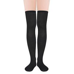 PONCEAU Damen Overknees Strümpfe Überknie Kniestrümpfe Lange Gestreifte Socken Lange Socken Beinwärmer Hoch Booten Strümpfe Schwarz von PONCEAU