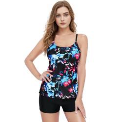 PONCEAU Damen Tankini Badeanzug Bauchweg Zweiteiliger Tankini Set mit Hotpants Frau Badeanzüge Badebekleidung von PONCEAU