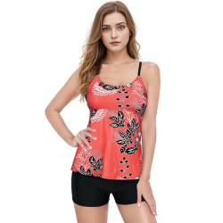 PONCEAU Damen Tankini Badeanzug Bauchweg Zweiteiliger Tankini Set mit Hotpants Frau Badeanzüge Badebekleidung von PONCEAU