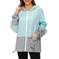 PONCEAU Damen Wasserdicht Frauen Regenmantel Windbreaker Dünne Hooded Trenchcoats Fahrrad Regenjacken Windjacke Packbar Reisen Active Outdoor Leichte von PONCEAU