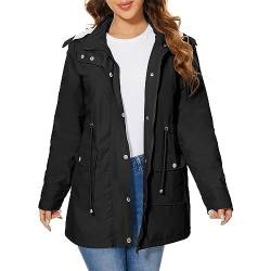 PONCEAU Damen Wasserdicht Regenjacke Regenmantel Mit Kapuze Windbreaker Jacke für Frauen Leicht Outdoor Atmungsaktive Travel Regenponcho Windbreaker zum Reisen Wandern Laufen Radfahren Windbreaker von PONCEAU