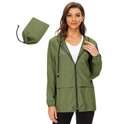 PONCEAU Regenjacke Damen Wasserdicht Windbreaker Atmungsaktiv bergangsjacke Regencape Leichte Jacke Übergangsjacke mit Kapuze Windbreaker Packbar Treking Fahrrad Reisen Wandern von PONCEAU