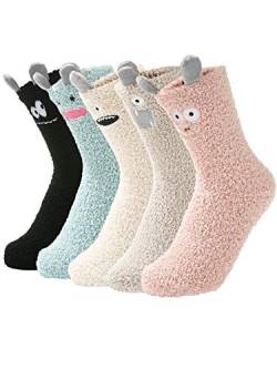 PONCEAU Socken Geschenk Lustig Lustige Geschenke Damen Witzige Happy Kuschelsocken für Frauen Flauschige Socken Gemütlich Socken Winter Warme Socken für Damen von PONCEAU