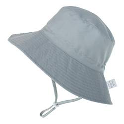 Sonnenhut Baby Kinderhut Fischerhut Verstellbarer Hut mit Breiter Krempe UPF 50+ für Mädchen Jungen Grau 6-24 Monate von PONCEAU