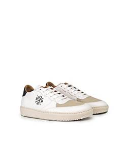 POPA - Schuhe für Herren Casual - Efetres Modell - Größe 41 - Made In Spain - Weiß mit Schwarzen und Beigen Details - Hergestellt aus Nylon - Mit Schnürsenkel - Sohlenhöhe 3 cm von POPA
