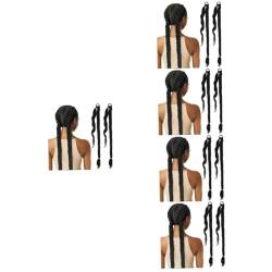 POPETPOP 10 Stk Pferdeschwanz geflochtenes Haarband schwarze Frontperücke Zöpfe Haarbänder schwarze Perücke Haarverlängerungen für Frauen Frauen-Accessoire flauschige Stirnband verlängern von POPETPOP