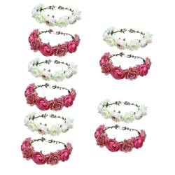 POPETPOP 10 Stk Rosa Stirnband Stirnband Girlande Kopfbedeckung Rosafarbene Haarspange Besser Nicht Jüngere Haarprodukte Künstliche Girlande Kronendekor Stoff Blumen Haarnadel Frau von POPETPOP