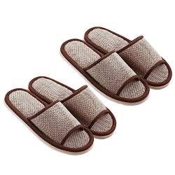 POPETPOP 2 Paar Hausschuhe Rutschfester Spa-slipper Waschbarer Hausschuh Pantuflas Para Hombres Leinenpantoffeln Tragbar Tatami Liebhaber von POPETPOP