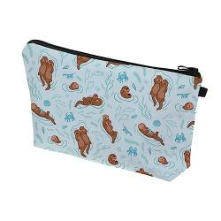 POPETPOP 2 STK Otter Kosmetik Tasche Make-up-Organizer-geldbörse Schminktäschchen Für Tiere Reißverschlusstasche Schlüsselanhänger Halter Fall Geschäft Digital Polyester Urlaub Reisetasche von POPETPOP